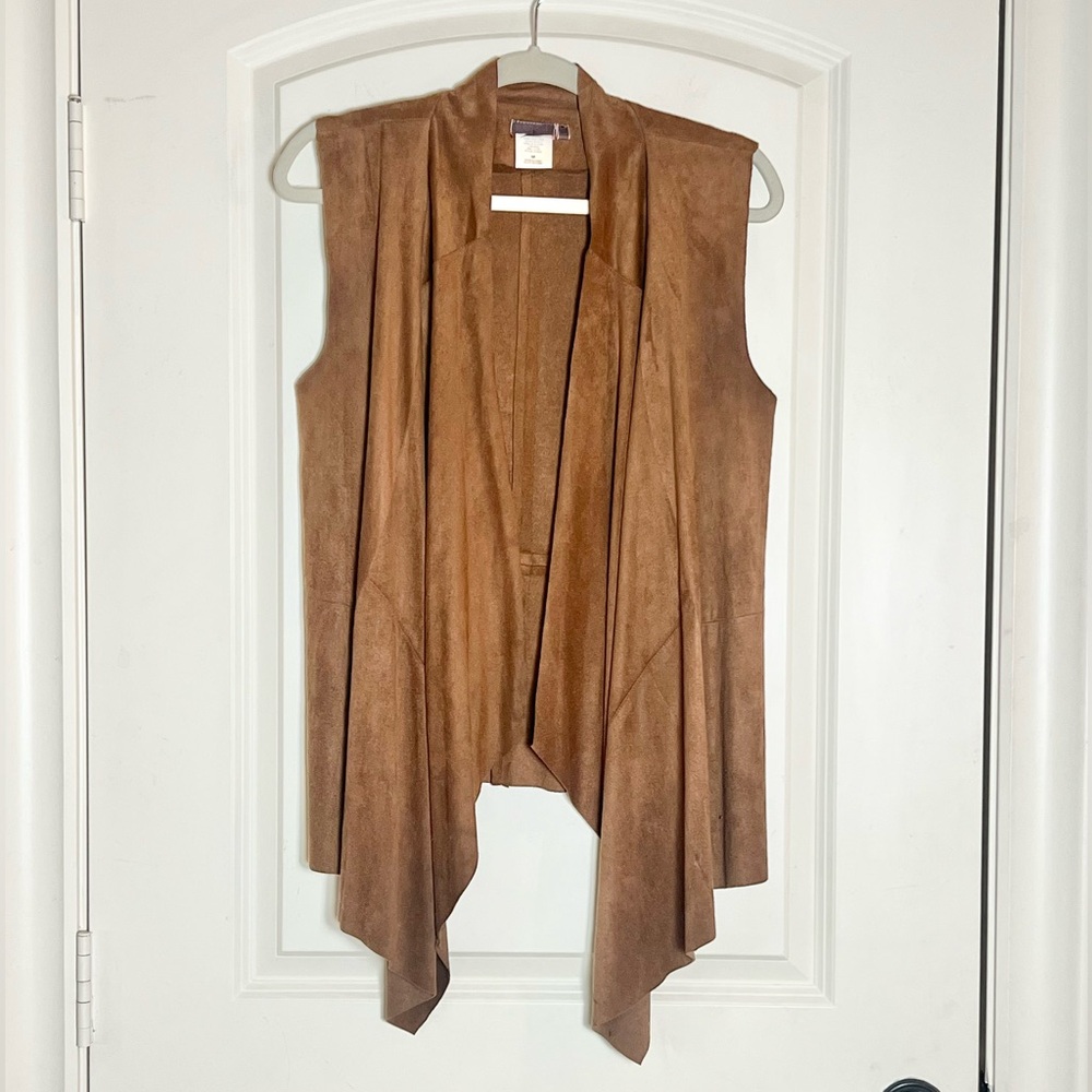 Western Saddle Brown faux suede draped vest size Medium